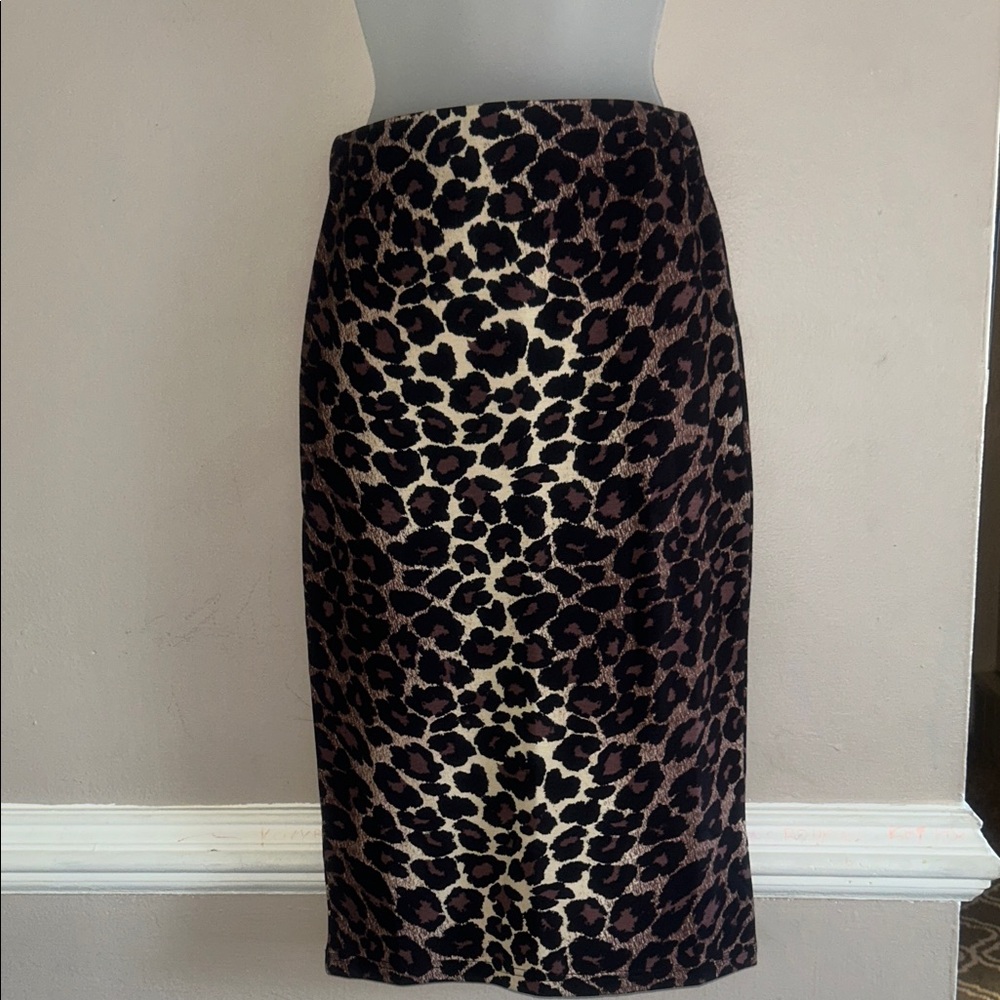 Current Air Leopard Print Midi Skirt